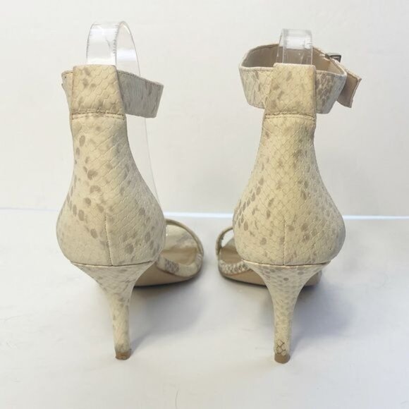 Ann Taylor Geri Snake Skin Ankle Strap Sandals Neutral Beige Size 8.5 - Picture 8 of 9